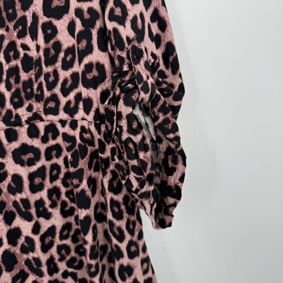 Torrid Leopard Print Zip Front 3/4 Sleeve Challis Shirt Dress Women’s Size 2 - Picture 10 of 12